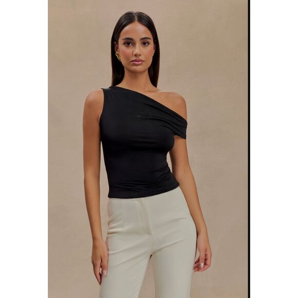 Meshki Kacey Slinky Off Shoulder Top in Black NWT - Picture 1 of 9